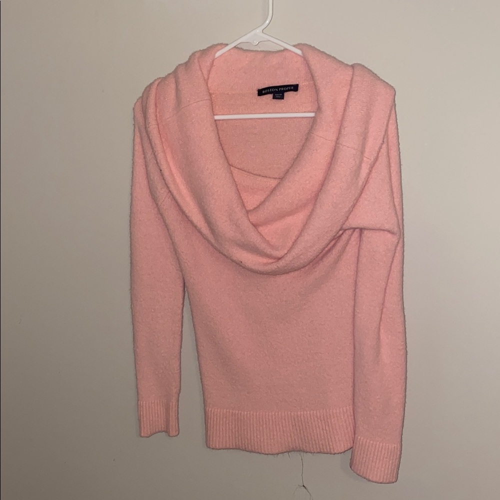 Boston Proper Blush Cowl-Neck Sweater